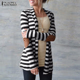 Knitted Striped Coat Outwear - Offy'z6