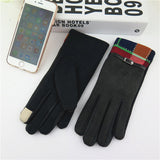 New Fashion Thickening Girls Warm Gloves Novelty Winter    Stitching design Outdoor Touch Screen Gloves 4 Colors - Offy'z6