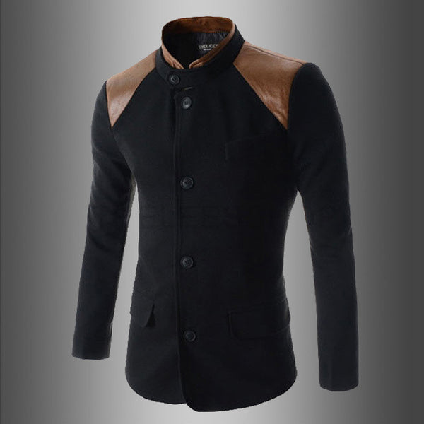 New Hot Drop shipping Man down Wholesale 2015 men's long Spring wool blend Tench coats long sleeves