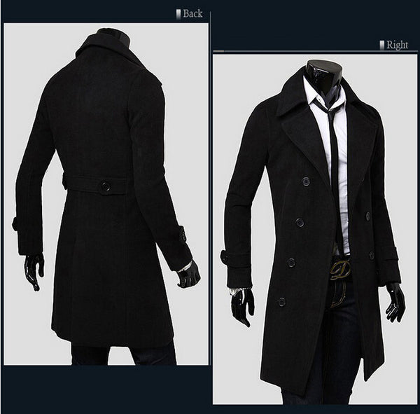 New Hot Drop shipping Plus Size XXXL Man down Wholesale 2015 men's long Spring wool blend Tench coats&jacket long sleeves