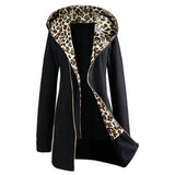 Leopard Hooded Zipper Ladies Outwear - Offy'z6