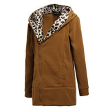 Leopard Hooded Zipper Ladies Outwear - Offy'z6
