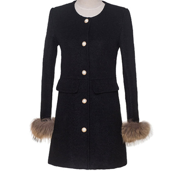 Fur Sleeve Wool Coats
