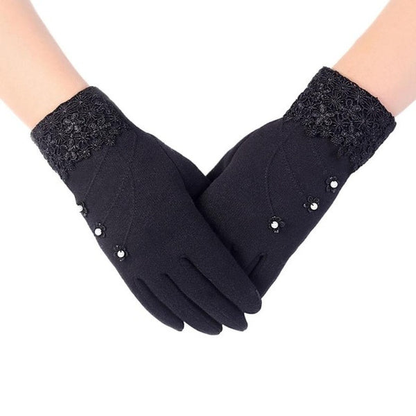 Lace Decoration Screen Winter Warm Gloves