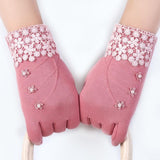 Lace Decoration Screen Winter Warm Gloves - Offy'z6