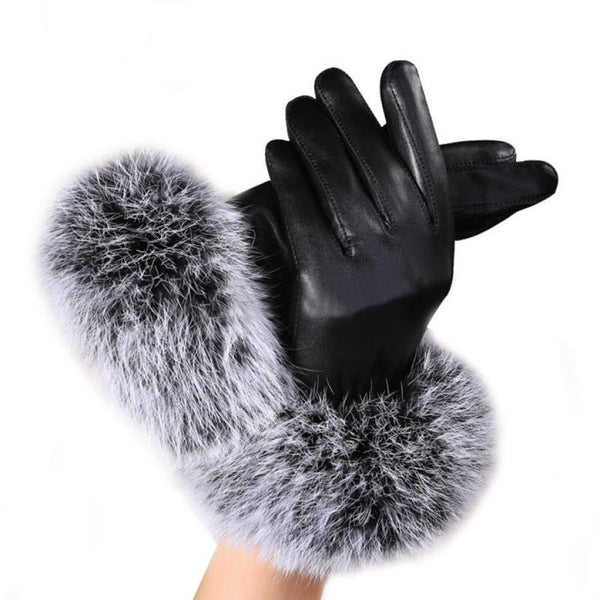 Leather Gloves Rabbit Fur