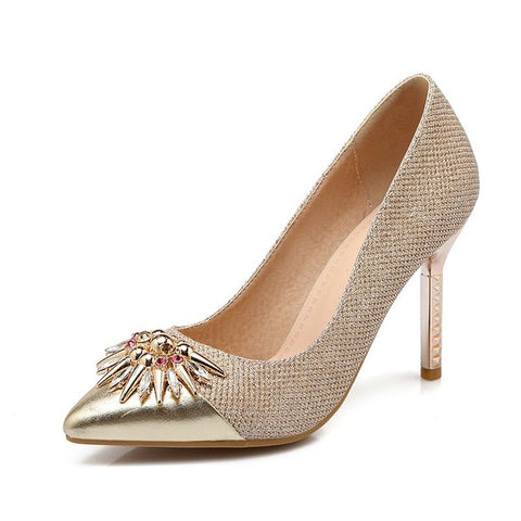 Gold  pointed toe high heels