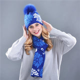 Women's Wool Knitted Beanie  + Scarf - Offy'z6