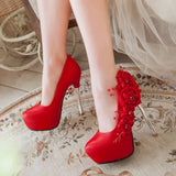Round toe beauty - flower Styled heel shoes - Offy'z6