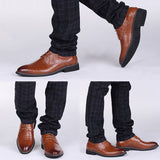 Genuine Leather Brogues Shoes Lace-Up Oxfordz - Offy'z6