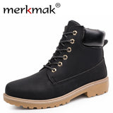 Super Fashion Men Autumn Winter Leather Boots Man Outdoor Waterproof Rubber Snow Boots Leisure Martin Boots Retro Shoes For Mens - Offy'z6