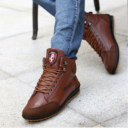 Men's Leather Warm Cotton Ankle Boots