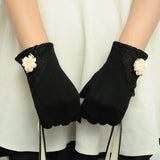 Women Winter Warm Cotton Touch Screen Glove Bow Flower Lace Wrist Gloves Mittens 6475 - Offy'z6