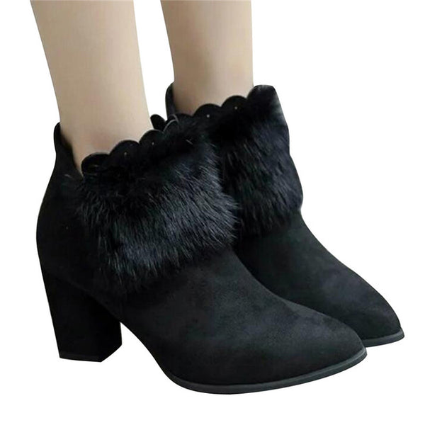 Faux Fur Decorative Winter Shoes- Women'z