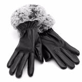 Rabbit Fur Leather Gloves Winter - Offy'z6