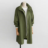 Plus Size Fashion Women Trenchcoat 2017 Autumn Long Sleeve Zipper Army Green Windbreaker Coat Casual Loose Long Outwear Jacket - Offy'z6