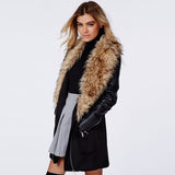 Faux Fur Coat Long Sleeve Leather - Offy'z6