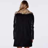 Faux Fur Coat Long Sleeve Leather - Offy'z6