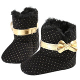 winter baby shoes bow knot kids girl first walker Cotton Cloth Toddler Infant Crib Snow Boots Soft Sole prewalker Crib Shoes - Offy'z6