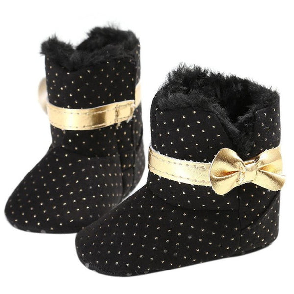 winter baby shoes bow knot kids girl first walker Cotton Cloth Toddler Infant Crib Snow Boots Soft Sole prewalker Crib Shoes