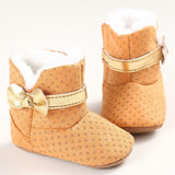 winter baby shoes bow knot kids girl first walker Cotton Cloth Toddler Infant Crib Snow Boots Soft Sole prewalker Crib Shoes - Offy'z6
