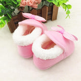 winter baby shoes bow knot kids girl first walker flower Cotton Cloth Toddler Infant Bowknot Sole Boots Prewalker Warm footwear - Offy'z6