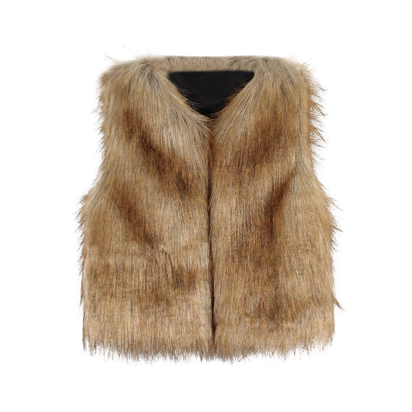 Girl's Faux Fur Waistcoat Thick Coat