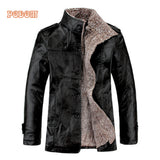 England Style Faux Fur  Thicken Leather Jacket - Offy'z6
