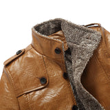 England Style Faux Fur  Thicken Leather Jacket - Offy'z6