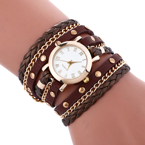 Wrap Around Fashion Bracelet Lady Womans Wrist Watch