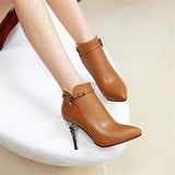 Pointed Toe High Heel Pumps Ladies Zippers - Offy'z6