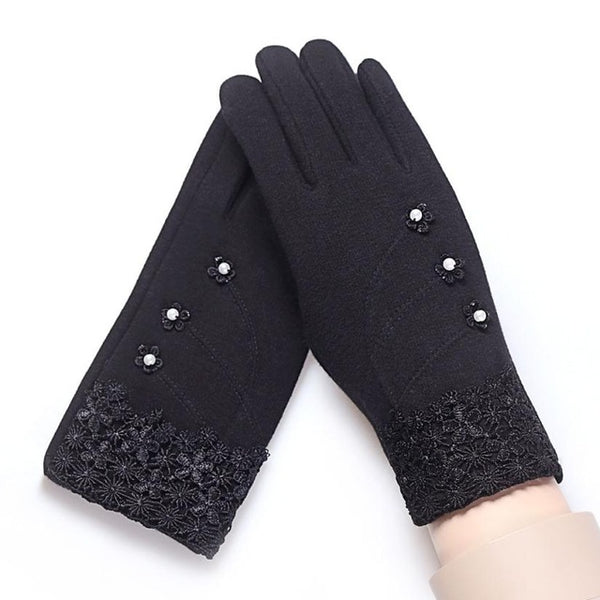 Flower  Fashion Winter  Gloves Women'z
