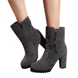Thick High Heel Winter Boots - Women'z - Offy'z6