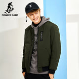 Pioneer Camp thicken warm winter jacket men brand clothing casual parkas male collarless jacket army green black AMF705301 - Offy'z6