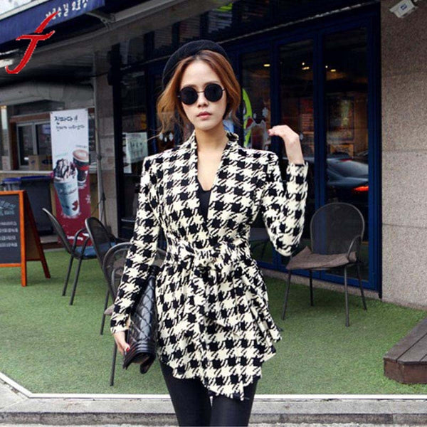 Houndstooth Pattern Thin Women's Sweater