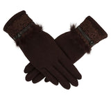 Women's Winter Gloves Solid Color Warm  Glove Cashmere Full finger gloves - Offy'z6
