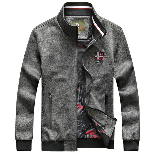 Embroidery Outerwear Stand Collar Men'z