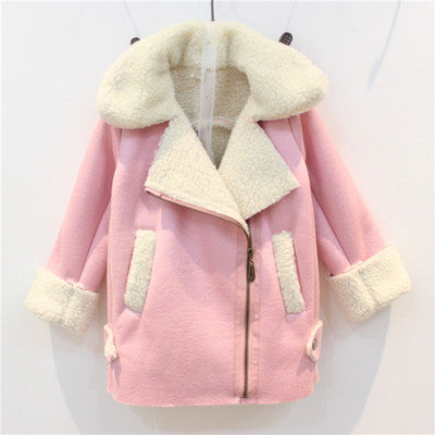 UOIPAE Winter Jacket For Kids 2017 Casual Plus Velvet Thick Warm Coat Girls Long Sleeve Solis Simple Children Clothing 4103M