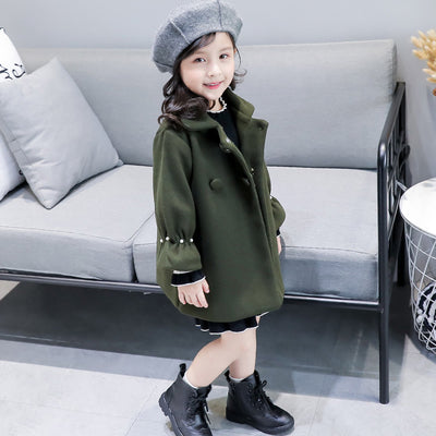 UOIPAE Kids Jacket Winter 2017 Casual Plus Thick Plus Coat For Girls Long Sleeve Solid Simple Children Clothing 4101M