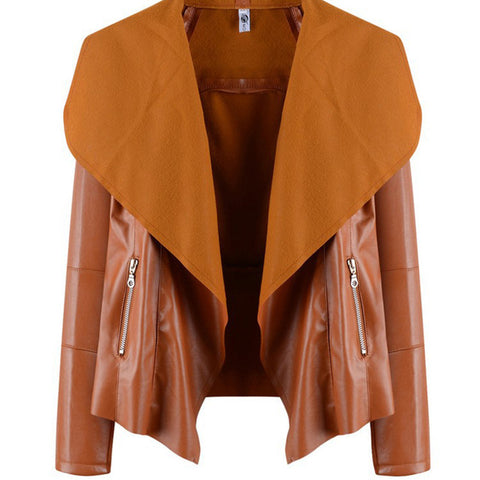 Elegant loose Leather Coat Jacket